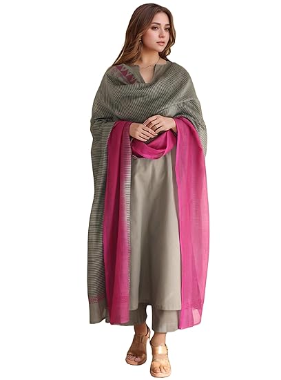 Gulvani Women's Rayon Viscose Straight Solid Kurta with Pant & Dupatta