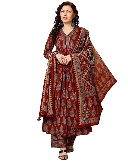 KAYVANA Women’s Printed Kurta and Pant Set with Dupatta
